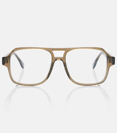 Fendi Ff Squared Aviator Glasses In Brown