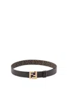 Fendi Ff Square Reversible Leather Belt In Brown