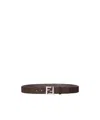 Fendi Men Squared Ff Suede Belt In Brown