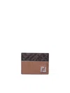 Fendi Ff Squared Card Holder In Brown