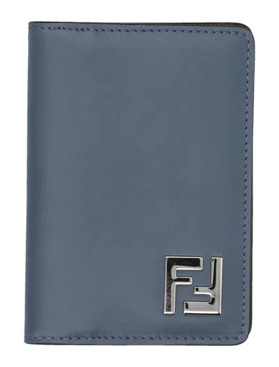 Fendi Ff Squared Card Holder In Blue