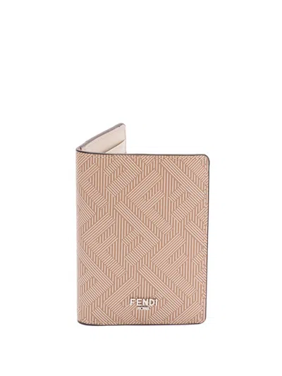 Fendi `ff Squared` Card Holder In Beige