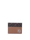 Fendi Ff Squared Card Holder In Beis