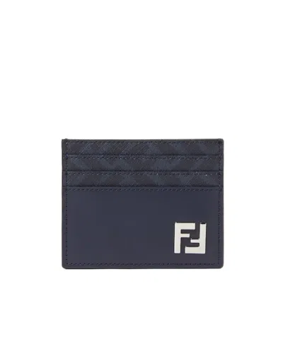 Fendi Ff Squared Card Holder In Blue