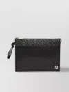 Fendi Leather And Canvas Ff Squared Clutch Bags In Black
