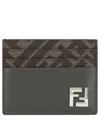 Fendi Ff Squared Credit Card Holder In Green