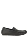 Fendi Round Toe Textured Leather Loafers In Black