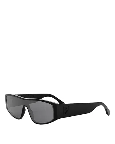 Fendi Ff Squared Geometric Shield Sunglasses, 133mm In Black