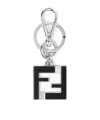Fendi Black Enamel And Palladium-finish Metal Key Ring In Black