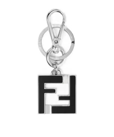 Fendi Black Enamel And Palladium-finish Metal Key Ring