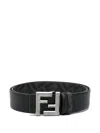 Fendi Ff Squared Leather And Canvas Reversible Belt Accessories In Black