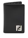 Fendi Ff Squared Leather Bi-fold Card Holder Accessories In Black