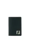 Fendi Ff Squared Leather Bi-fold Card Holder Accessories In Black
