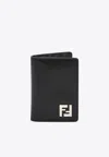 Fendi Ff Squared Leather Bi-fold Card Holder Accessories In Black