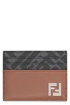 Fendi Ff Squared Leather Card Holder In Metallic