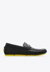 Fendi Ff Squared Leather Loafers In Black