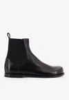 Fendi Ff Squared Nappa Leather Chelsea Boots In Black