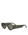 Fendi Ff Squared Oval Sunglasses, 55mm In Green/green
