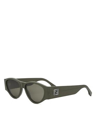 Fendi Ff Squared Oval Sunglasses, 55mm In Green