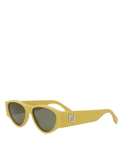 Fendi Ff Squared Oval Sunglasses, 55mm In Yellow