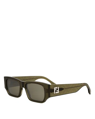 Fendi Ff Squared Rectangular Sunglasses, 54mm In Green