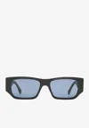 Fendi First Embellished Rectangular Sunglasses In Blue