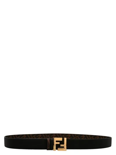 Fendi Multicolor Ff Squared Reversible Belt In Black