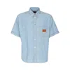 Fendi Collared Shirt With Pocket And Short Sleeves In Blue