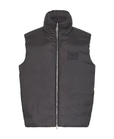 Fendi Ff Stripe Reversible Padded Gilet In Black