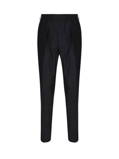 Fendi Ff Stripes Jacquard Wool Trousers In Blue
