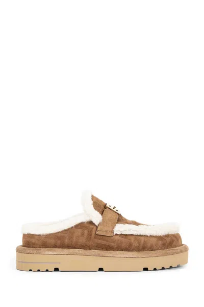 Fendi Ff Suede Mule Loafers In Multi