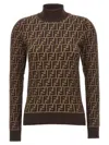 Fendi Cotton Sweater With Ff Motif In Brown