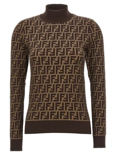 Fendi 'ff' Sweater In Brown