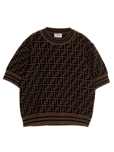Fendi Kids' Ff Sweater In Brown