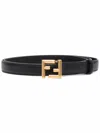 Fendi Ff Thin Belt In Black
