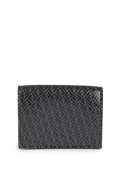 Fendi Ff Trifold Wallet In Charcoal