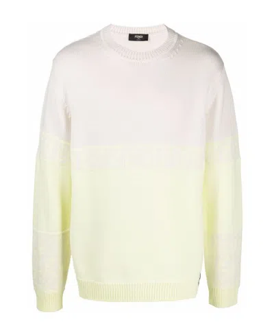 Fendi Ff-trim Wool Jumper In White