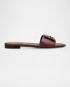 Fendi Baguette Leather Flat Sandals In F052x Chocolate Chocolate