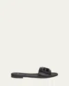 Fendi Baguette Leather Flat Sandals In Nero