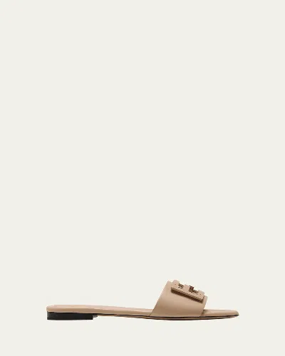 Fendi Ff Tube Medallion Flat Sandals In Nude