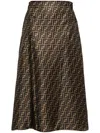 Fendi High Waisted Skirt In Twill Print Ff Clothing In Brown