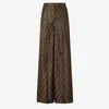 Fendi Ff Silk Twill Wide Leg Trousers Clothing In Brown