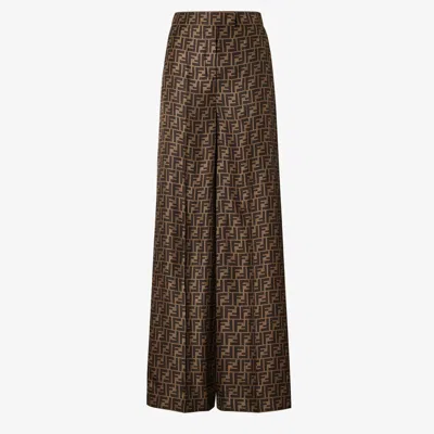 Fendi Ff Twill Pants In Brown