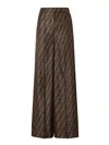 Fendi Ff Silk Twill Wide Leg Trousers In Brown