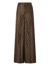 Fendi Ff Silk Twill Wide Leg Trousers Clothing In Brown