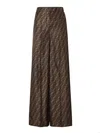 Fendi Ff Silk Twill Wide Leg Trousers Clothing In Brown