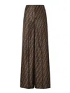 Fendi Ff-monogram Pleated Silk Trousers In Brown