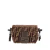 Fendi Ff Velvet Small 'mamma Baguette' Bag In Brown