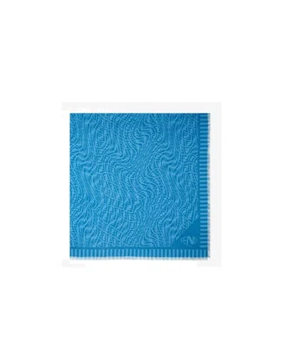 Fendi Ff Vertigo Motif Keffiyeh Scarf In Blue