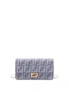 Fendi Denim-effect Ff Jacquard Uette Continental Wallet With Chain Bags